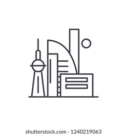 Chinese skyscrapers line icon concept. Chinese skyscrapers vector linear illustration, symbol, sign