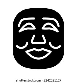Chinese smile mask solid icon. Chinese smile mask. Chinese traditional mascot of lion dancing show. For Chinese New Year presentation. Vector Illustration.