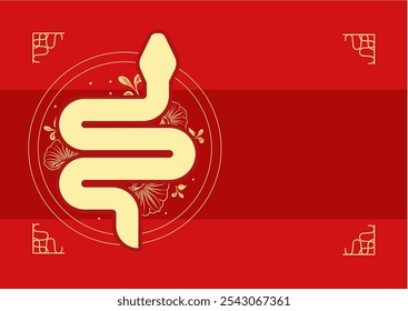 cobra chinesa, ano novo chinês, ano da cobra - fundo vetorial com espaço de texto livre, modelo