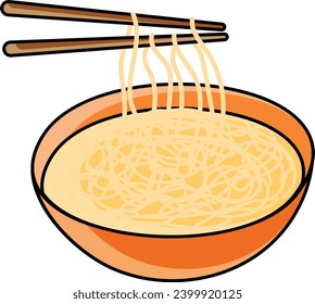 Chino Spaghetti Concepto de tazón boloñés, fideos tirados fritos diseño de iconos de color vectorial, símbolo de comida rápida, símbolo de comida rápida, símbolo de comida rápida, símbolo de comida rápida, Takeaway snack de comida rápida, ilustración