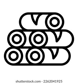 Vector de contorno de icono de rollo de resorte chino. Cocina gastronómica. Comida de queso