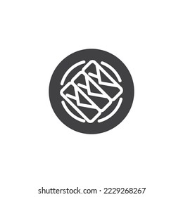 La primavera china arroja un icono vectorial. signo plano relleno para concepto móvil y diseño web. Icono de glifo de plato de primavera. Símbolo, ilustración del logotipo. Gráficos vectoriales