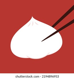 Chinese Steam Bun illustration vector. Asian food vector illustration. Baozi or bao is Chinese food.