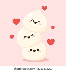 Chinese Steam Bun illustration vector. Asian food vector illustration. Baozi or bao is Chinese food.