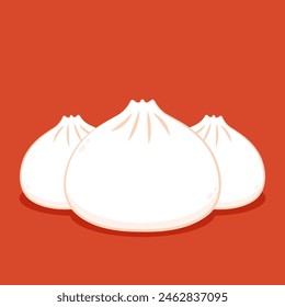 Chinese Steam Bun illustration vector. Asian food vector illustration. Baozi or bao is Chinese food.