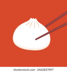 Chinese Steam Bun illustration vector. Asian food vector illustration. Baozi or bao is Chinese food.