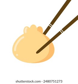 Chinese Steam Bun illustration vector. Asian food vector illustration. Baozi or bao is Chinese food.