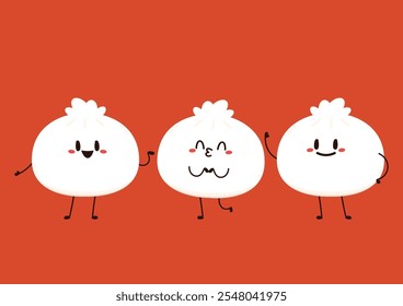 Chinese Steam Bun illustration vector. Asian food vector illustration. Baozi or bao is Chinese food.