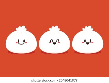 Chinese Steam Bun illustration vector. Asian food vector illustration. Baozi or bao is Chinese food.
