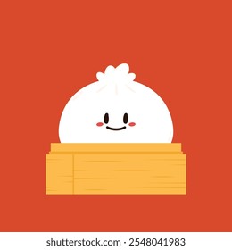 Chinese Steam Bun illustration vector. Asian food vector illustration. Baozi or bao is Chinese food.