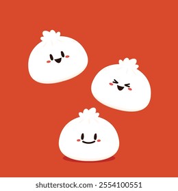 Chinese Steam Bun illustration vector. Asian food vector illustration. Baozi or bao is Chinese food.