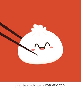 Chinese Steam Bun illustration vector. Asian food vector illustration. Baozi or bao is Chinese food.