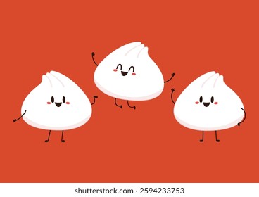 Chinese Steam Bun illustration vector. Asian food vector illustration. Baozi or bao is Chinese food.
