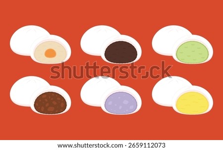 Chinese Steam Bun illustration vector. Asian food vector illustration. Baozi or bao is Chinese food.