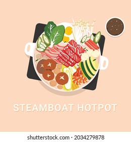 Chinese Steamboat Hot Pot Food Illustration