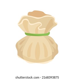 Chinese steamed dumpling semi flat color vector object. Authentic cuisine. Cooking recipe. Full sized item on white. Simple cartoon style illustration for web graphic design and animation