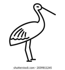 Chinese stork icon outline vector. Fly bird. Cute japanese stork