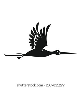 Chinese stork icon simple vector. Fly bird. Cute japanese stork