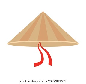 chinese straw hat over white