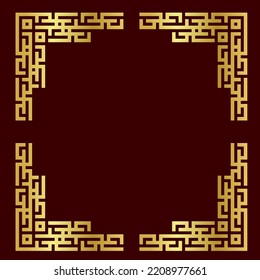 Vector de borde de estilo chino con color oro