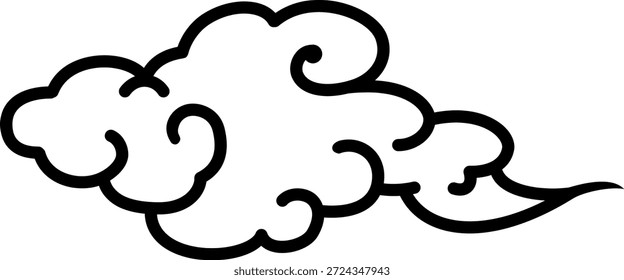 Icono de nube de estilo chino aislado sobre fondo blanco