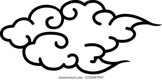 Icono de nube de estilo chino aislado sobre fondo blanco