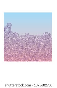 Chinese style clouds on a blue and pink background, fog, sky, dawn, very beautiful, can be used as a background for postcards and advertising banners