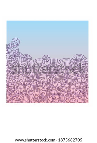 Chinese style clouds on a blue and pink background, fog, sky, dawn, very beautiful, can be used as a background for postcards and advertising banners