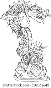 Chinese Style Dragon Statue Vector line, EPS 10.