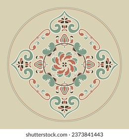 Chinese style Dunhuang pattern, traditional Chinese pattern, silk scarf square pattern, Dunhuang decorative pattern, Eastern ethnic art flower
