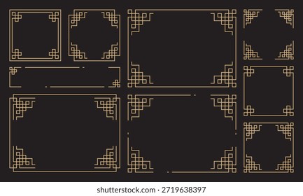 Chinese style frame set decorative border vector illustration