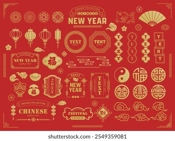 Chinese style frames and decorative materials. Chinese New Year.