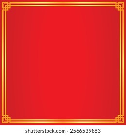 Chinese style gold frame border corner red background for copy space text Chinese New Year illustration design