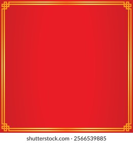 Chinese style gold frame border corner red background for copy space text Chinese New Year illustration design