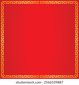 Chinese style gold frame border corner red background for copy space text Chinese New Year illustration design