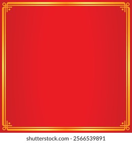 Chinese style gold frame border corner red background for copy space text Chinese New Year illustration design