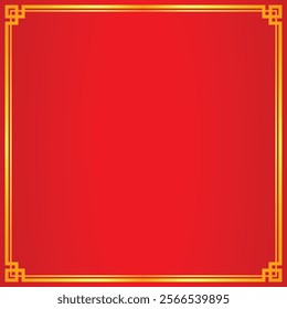 Chinese style gold frame border corner red background for copy space text Chinese New Year illustration design