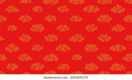 Chinese style golden clouds pattern with dots on red background