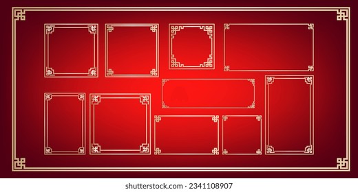 Chinese style golden frame element for traditional design concept.