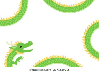 Chinese style green long dragon frame illustration