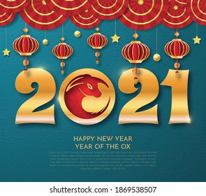 Chinese style Happy new year 2021. 2021 Greetings card. abstract background.2021 background banner. Vector illustration.