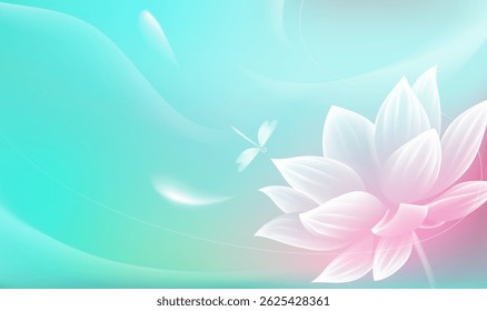 As ilustrações horizontais em estilo chinês são silhuetas simples de lótus e libélula