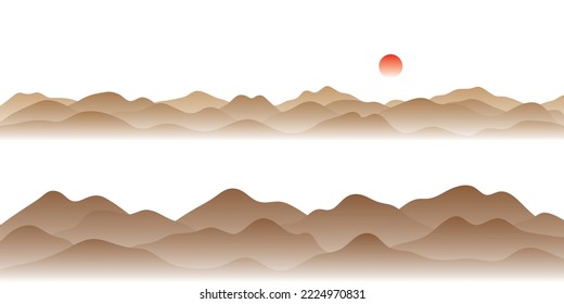 chinese style chinese ink landscape mountain illustration