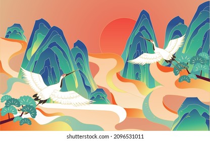 Chinese style national tide dragon new year illustration celebrating spring festival new year event poster