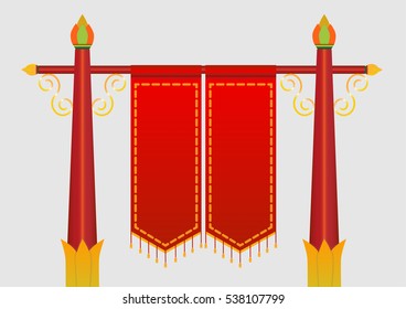 Chinese style object and flag collection