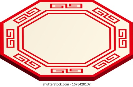 
Chinese Style Octagonal Plate Isolated Vector Illustration.