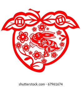 Chinese style of paper cut for year of the rabbit.