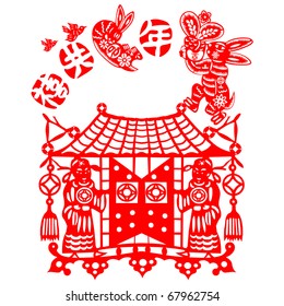Chinese style of paper cut for year of the rabbit.