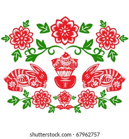 Chinese style of paper cut for year of the rabbit.