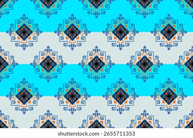 Patrón de estilo chino en azul y rojo sobre un fondo azul y gris 